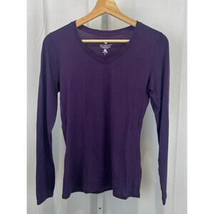 SEGMENTS Seg'ments Merino Wool Long Sleeve V Neck Top Base Layer Purple Size S